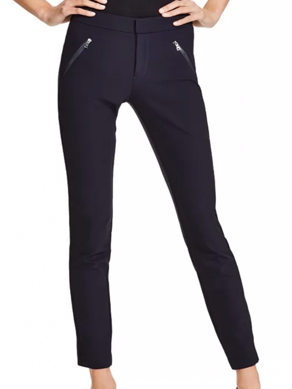 Rebecca Taylor Black Ava Techy Slim Pant Zip-Pocket Side Stripe size 4 Pants